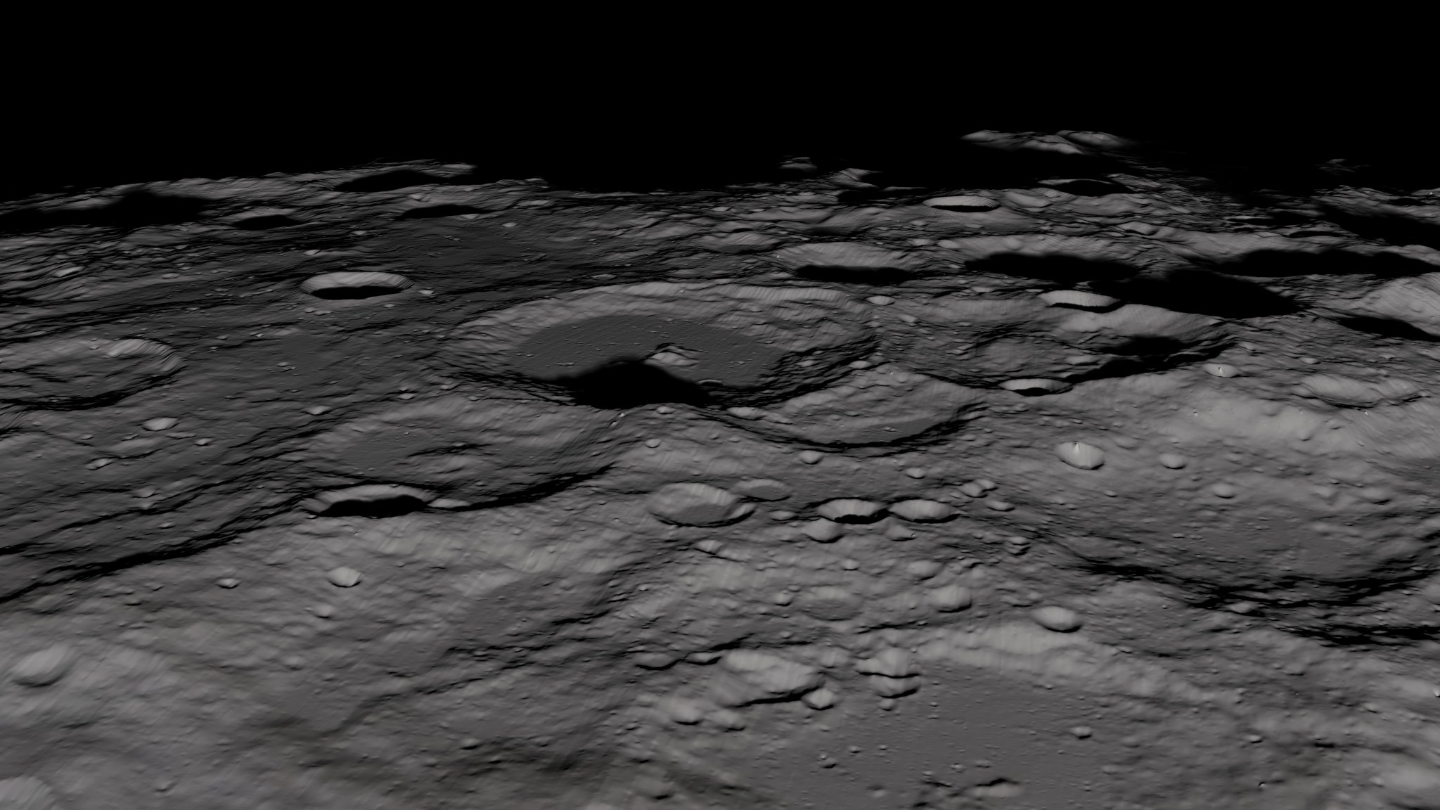 craters fading into darkness