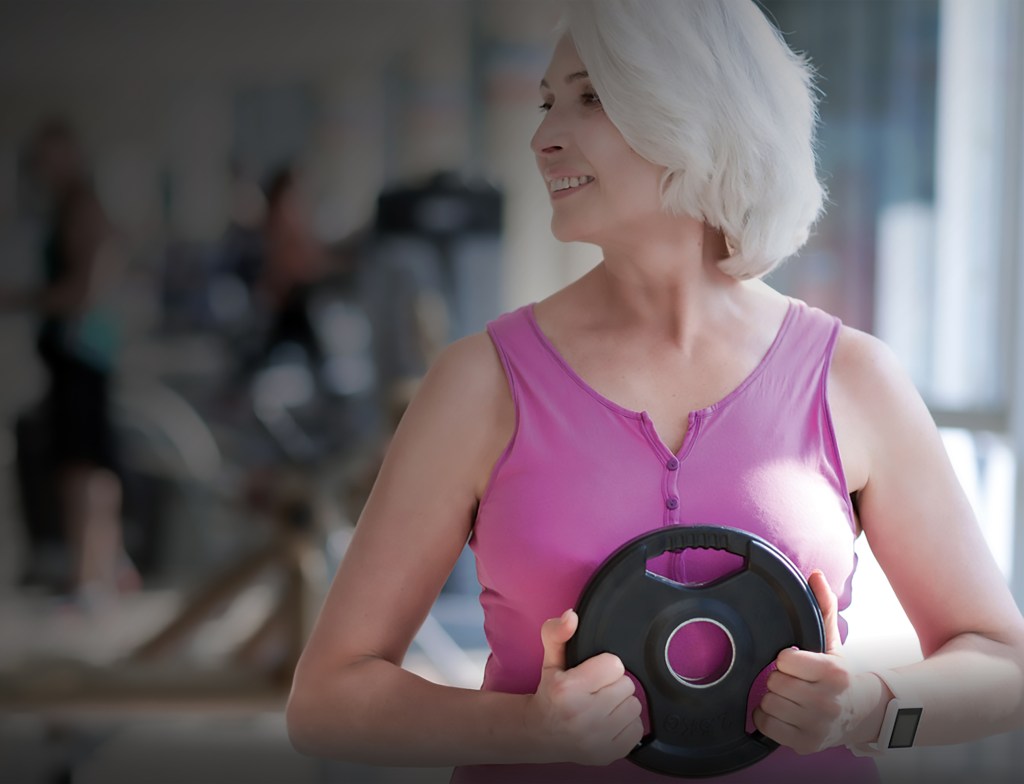 Older woman exercising.