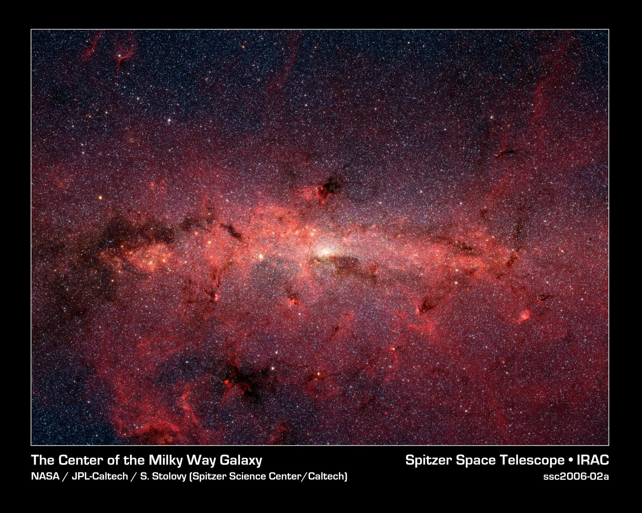 Spitzer Space Telescope reveal stars in the crowded galatic center region.