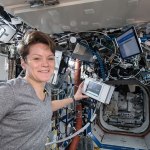 NASA astronaut Anne McClain exercises aboard the International Space Station during Expedition 58-59.