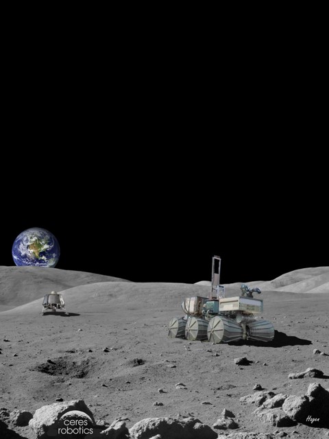 Artist's concept of a CERES commercial lander on the Moon.