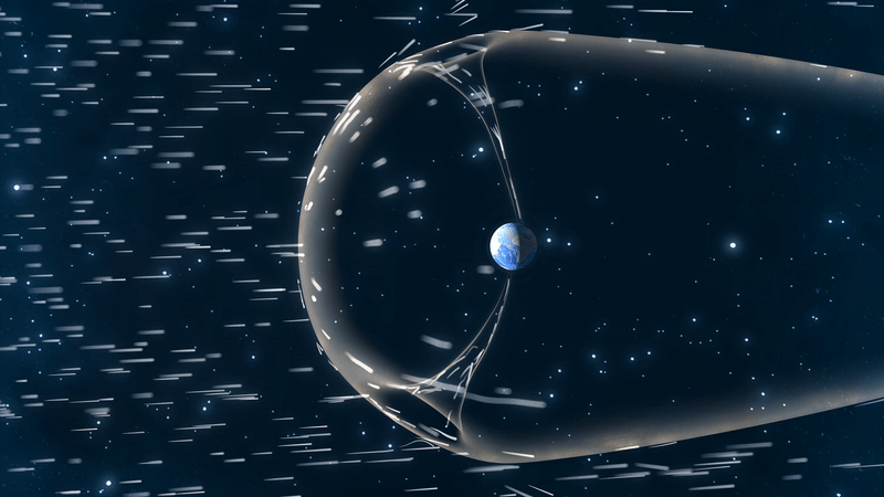 Animation showing the solar wind, Earth's magnetosphere, and the polar cusps.