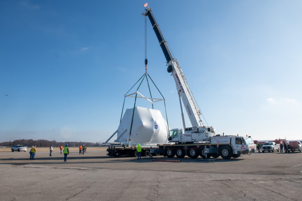 Orion Spacecraft for Artemis I Mission Arrives at NASA’s Plum Brook Station for Testing
