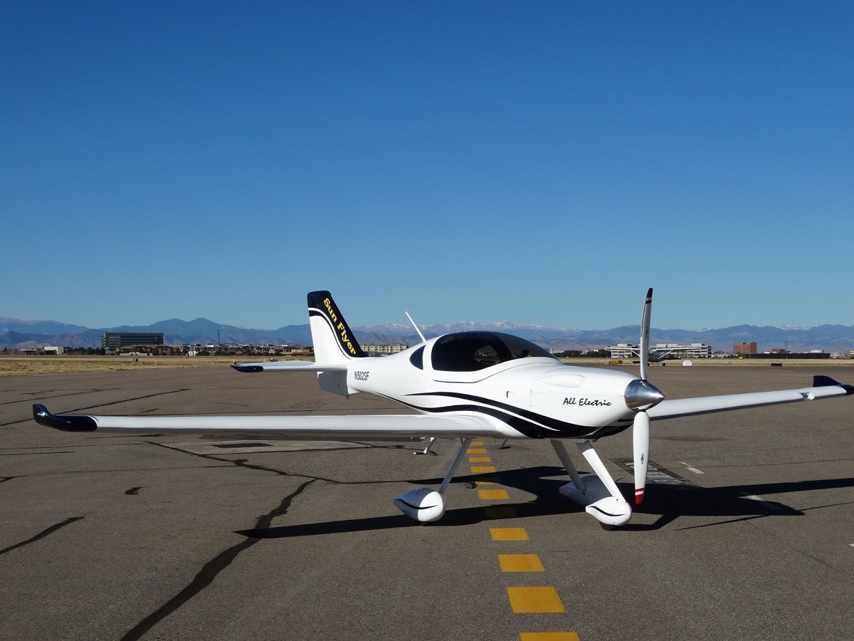 Training airplane on the runway.