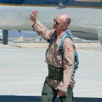 NASA pilot Nils Larson checks out the NASA F-15B aircraft before he climbs into the cockpit.