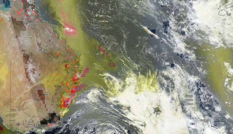 Aerosols from the fires in New South Wales, Australia