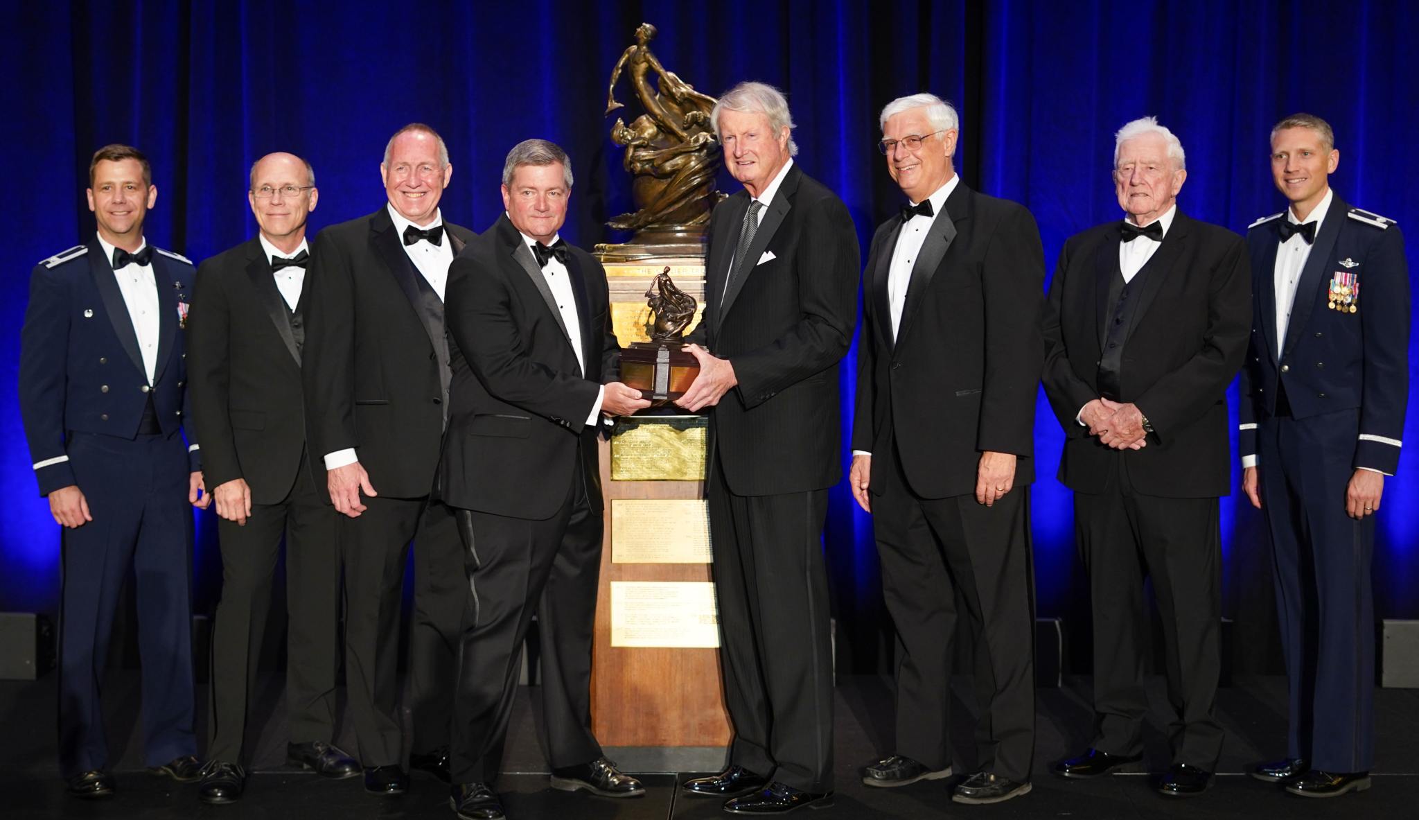 The Automatic Ground Collision Avoidance System Team accepted the Collier Trophy on June 13, 2019.