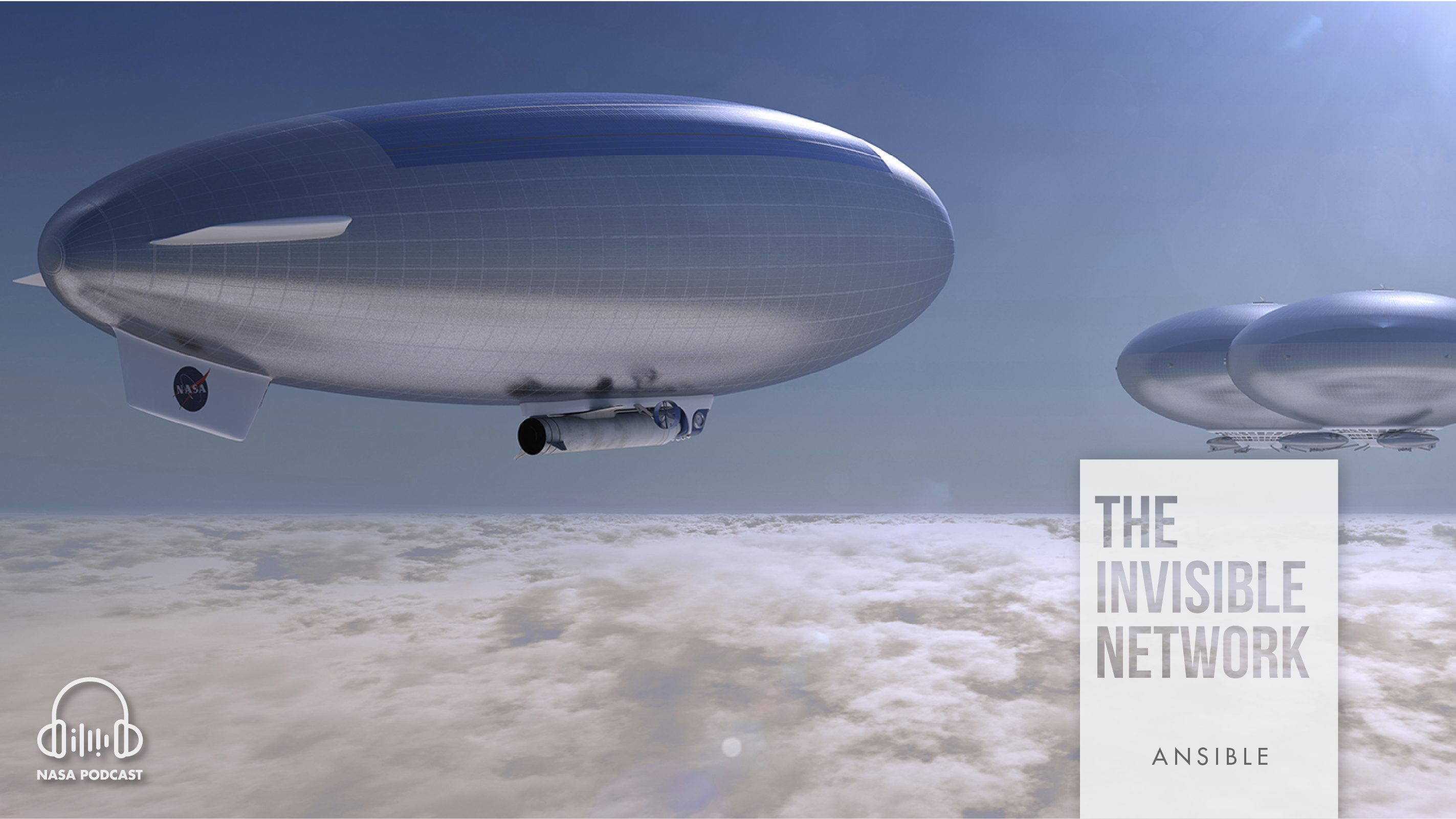 illustration of dirigibles above the clouds in an imagined sky