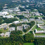 aerial view of Goddard Greenbelt campus showing buildings surrounded by greenery