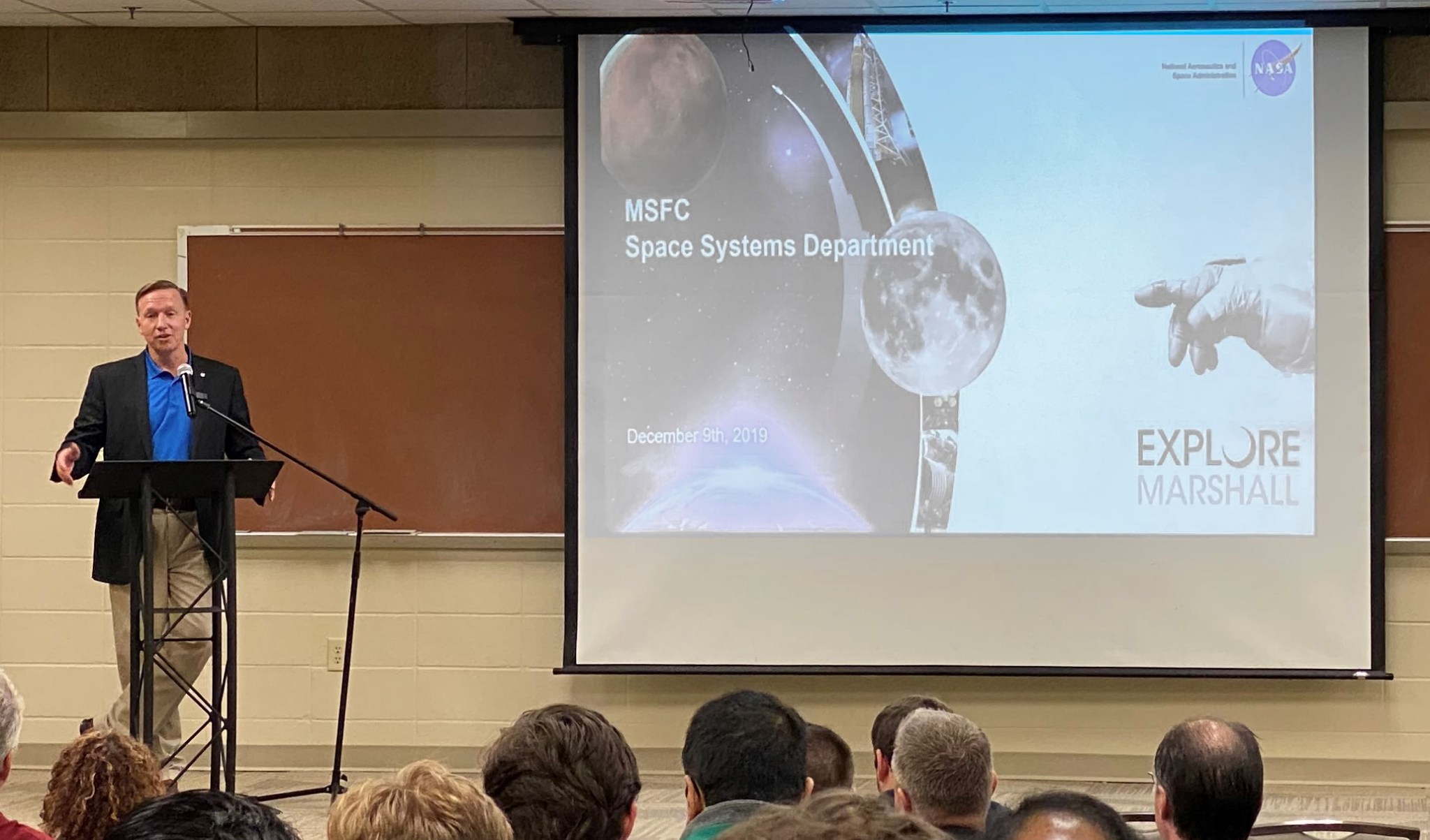 Marshall Center Associate Director Steve Miley addresses attendees at the 12th annual Flight Software Workshop in Huntsville. 