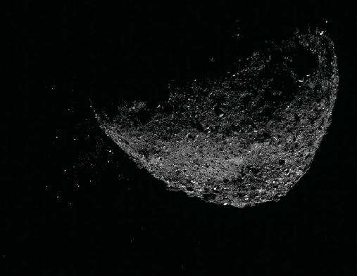 asteroid on black with particles