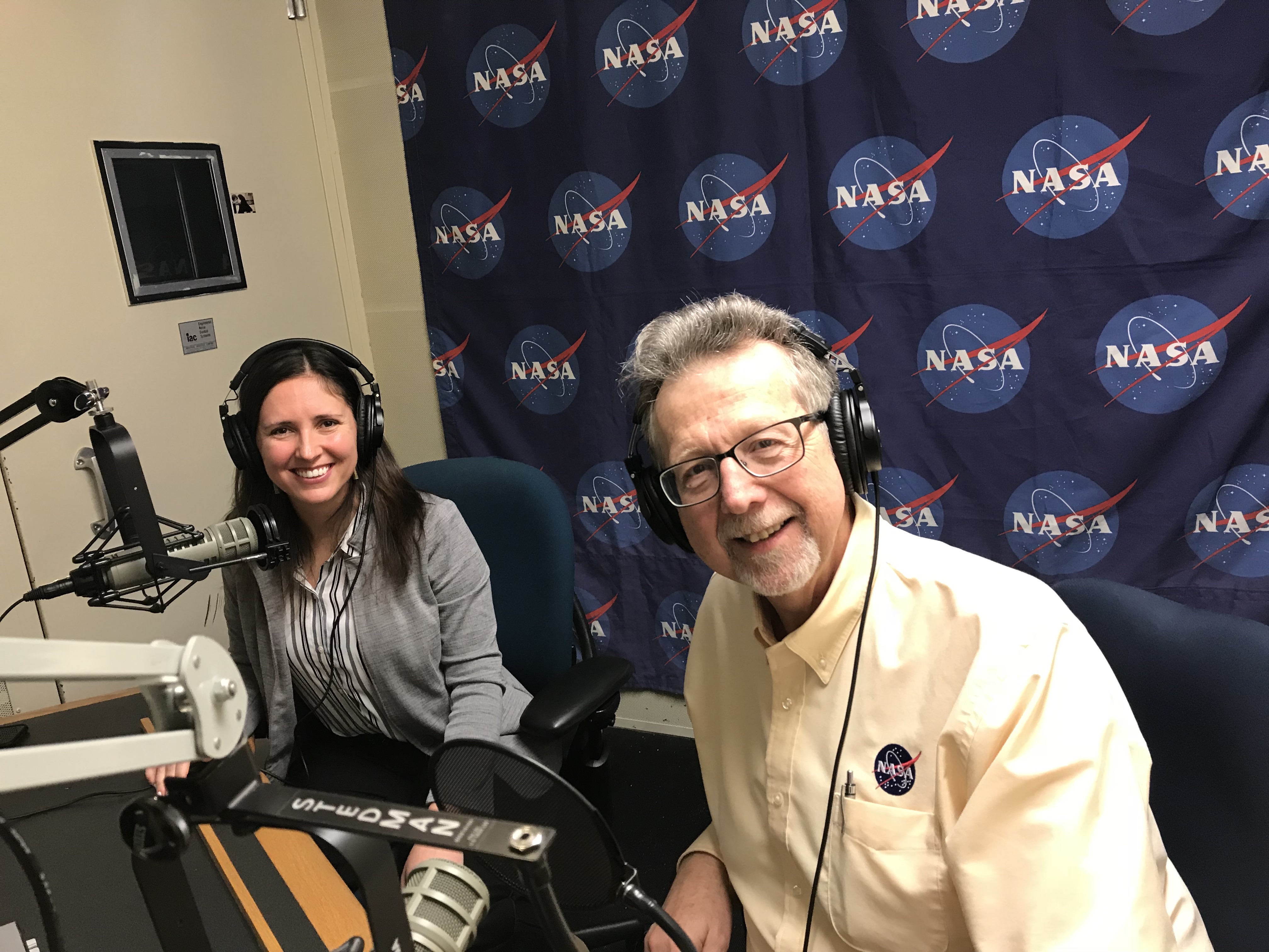 Space scientist Kelsey Young with NASA chief scientist Jim Green. 