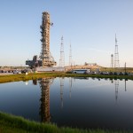 NASA's mobile launcher continues its journey up the pad surface at Launch Complex 39B on June 28, 2019.