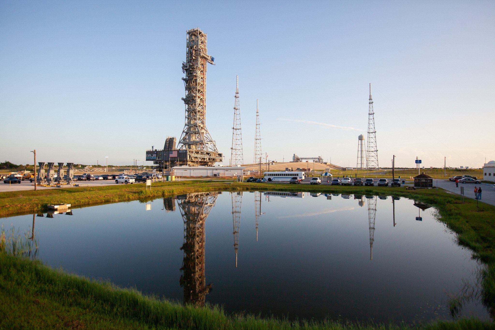 NASA's mobile launcher continues its journey up the pad surface at Launch Complex 39B on June 28, 2019.