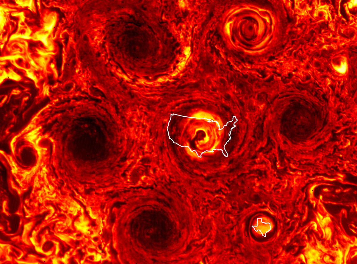 Infrared image of Jupiter's south pole