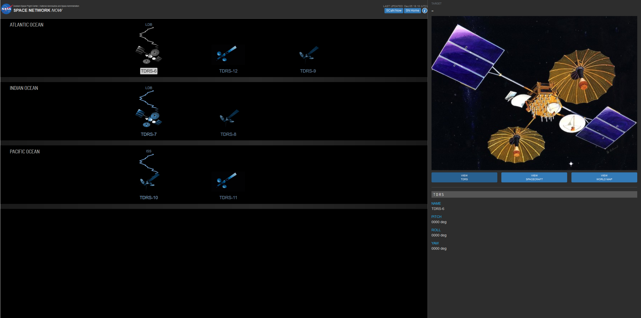 SN Now screen capture with TDRS illustration