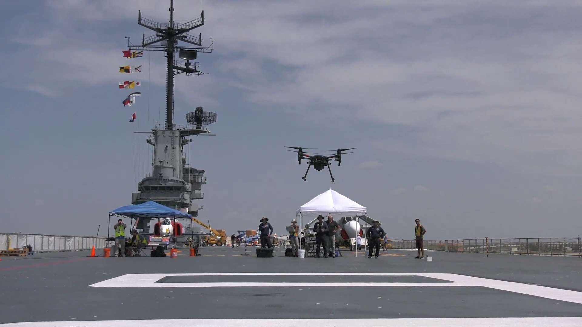 The retired USS Lexington aircraft carrier was one of the sites NASA researchers demonstrated UAS.