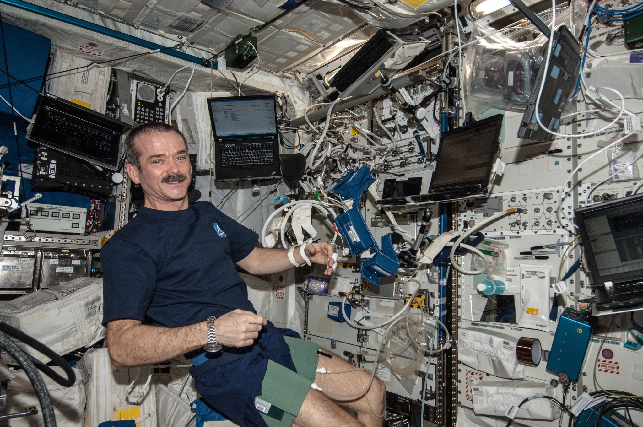 astronaut Chris Hadfield setting up the HRF inside the space station