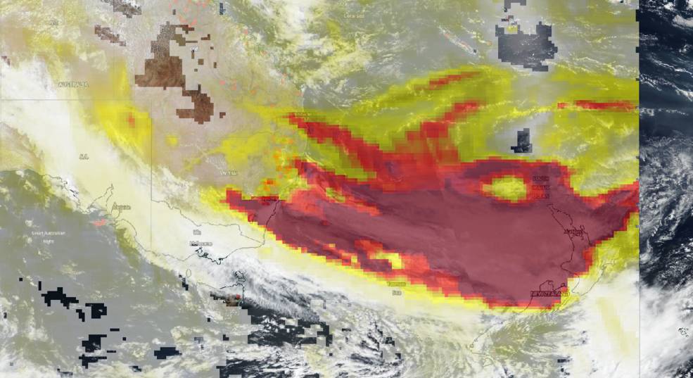 OMPS instrument on Suomi NPP satellite measures the aersols in the smoke coming off the fires