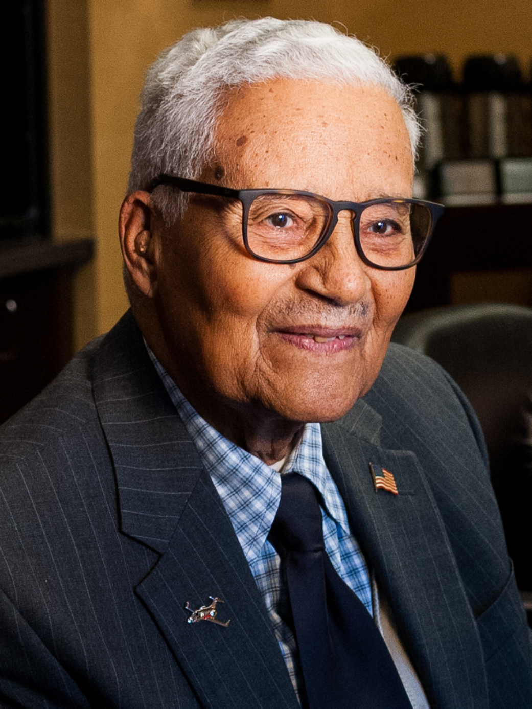 Retired Air Force Col. Charles McGee, one of nine surviving combat pilots who served with the Tuskegee Airmen in World War II