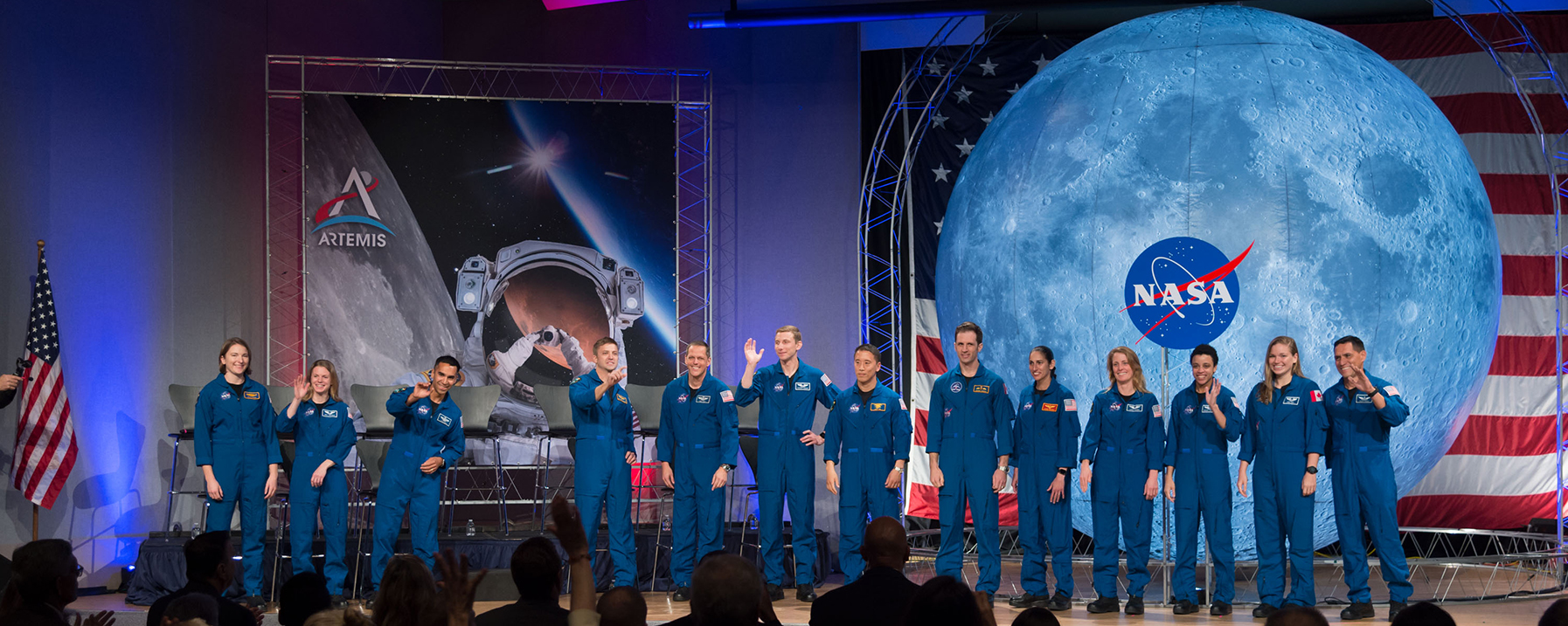 Astronauts on a stage