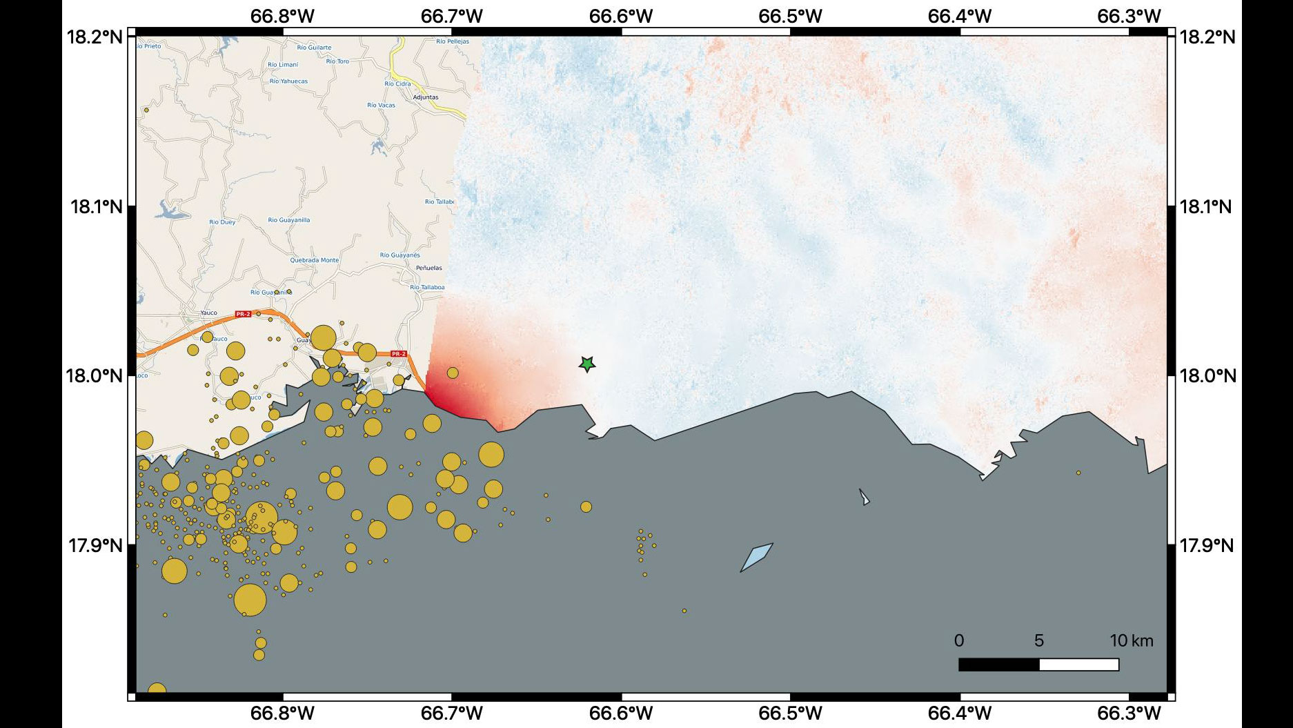 Puerto Rico quake displacement map
