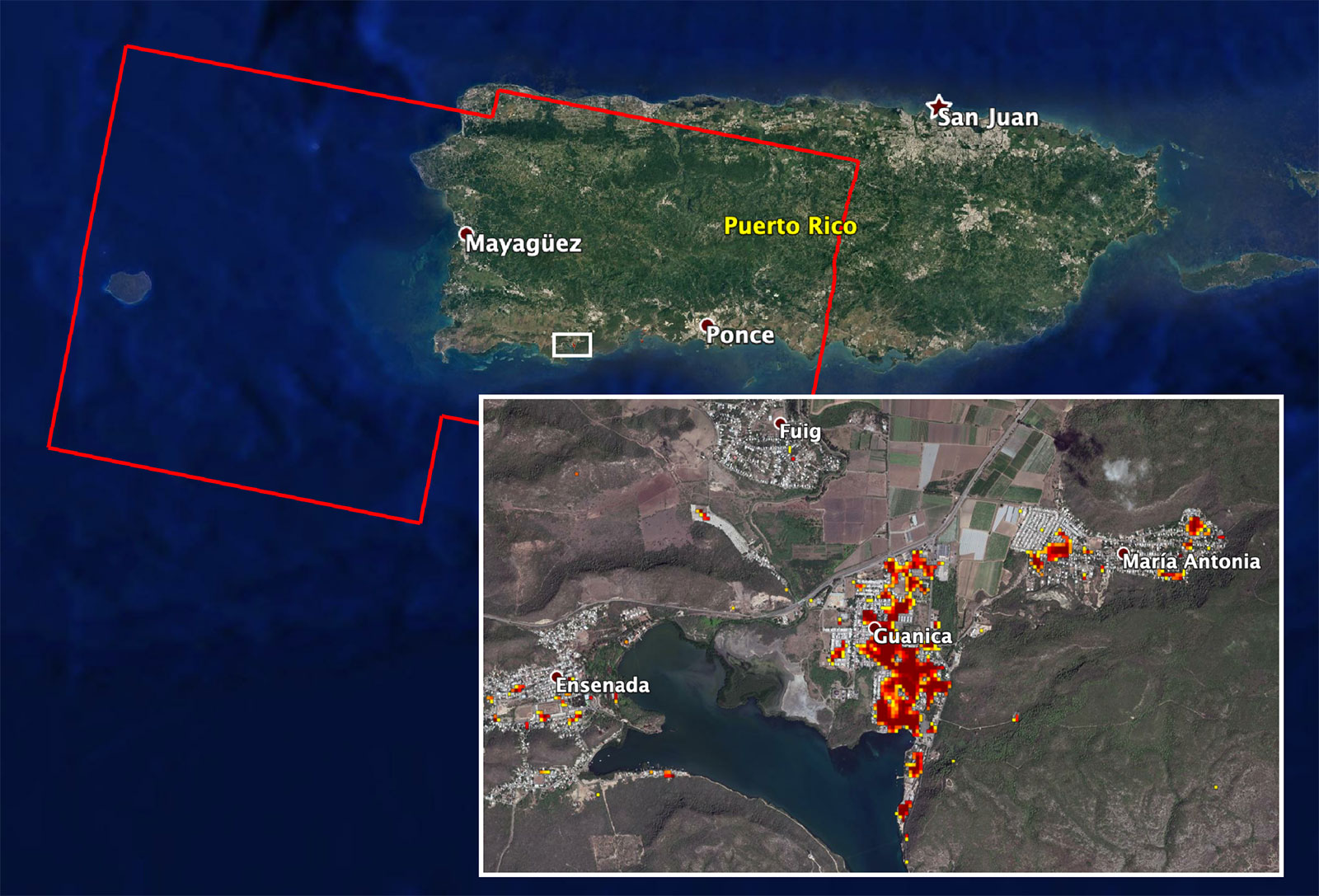 NASA's ARIA team mapped damage in southwestern Puerto Rico