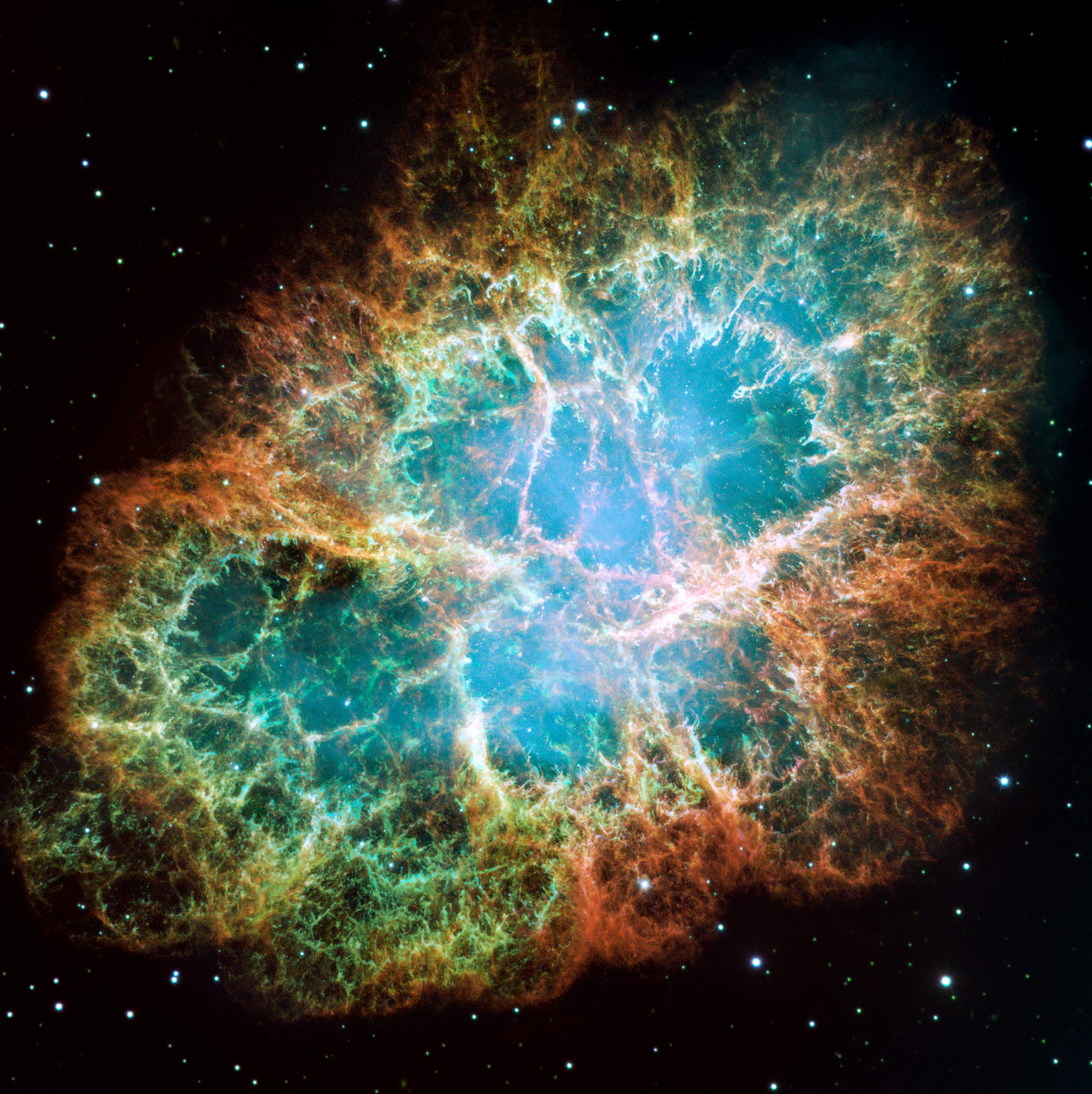 Visible light Hubble image of the Crab Nebula
