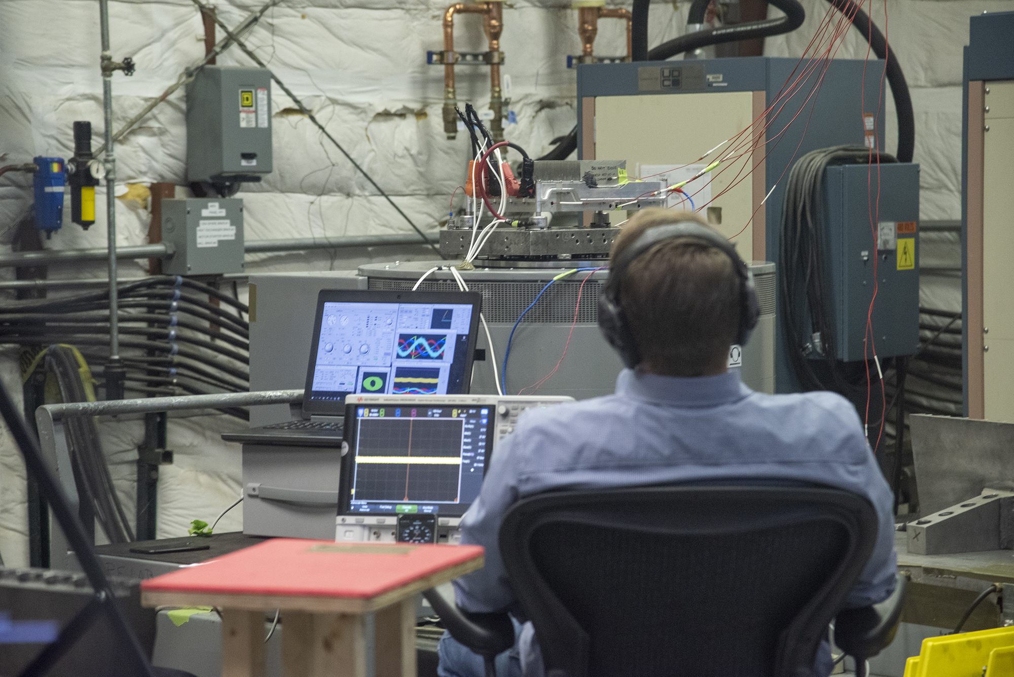 A cruise motor controller for the X-57 Maxwell, NASA?s first all-electric X-plane, undergoes vibration testing at AFRC.