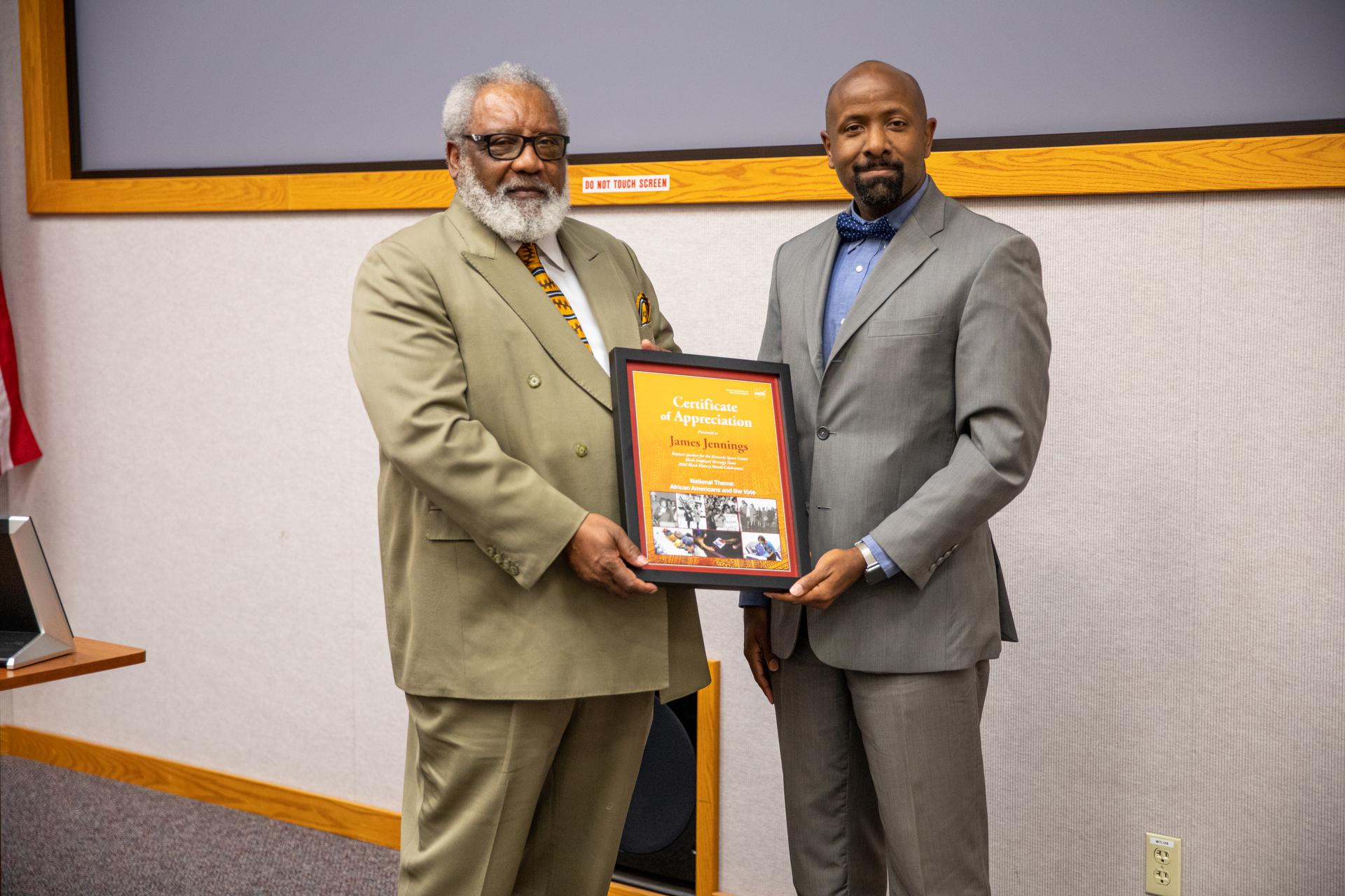 James Jennings was a keynote speaker at the Black History Month celebration on Feb. 18, 2020, at Kennedy Space Center in Florida