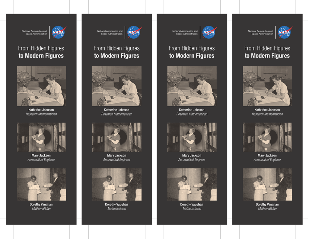 Bookmark with photos of Katherine Johnson, Mary Jackson and Dorothy Vaughan