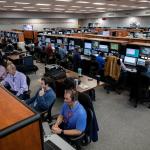 A launch simulation is underway in Launch Control Center Firing Room 1 at NASA's Kennedy Space Center in Florida on Feb. 3, 2020