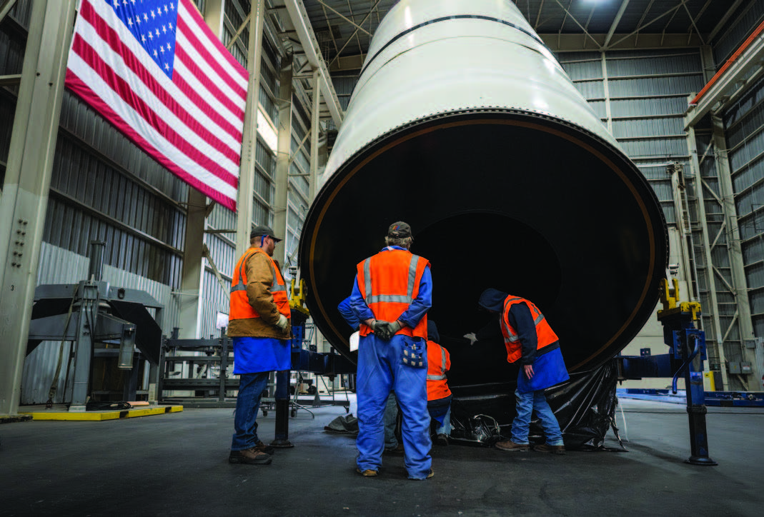 The first booster motor segment for the Artemis IV flight.