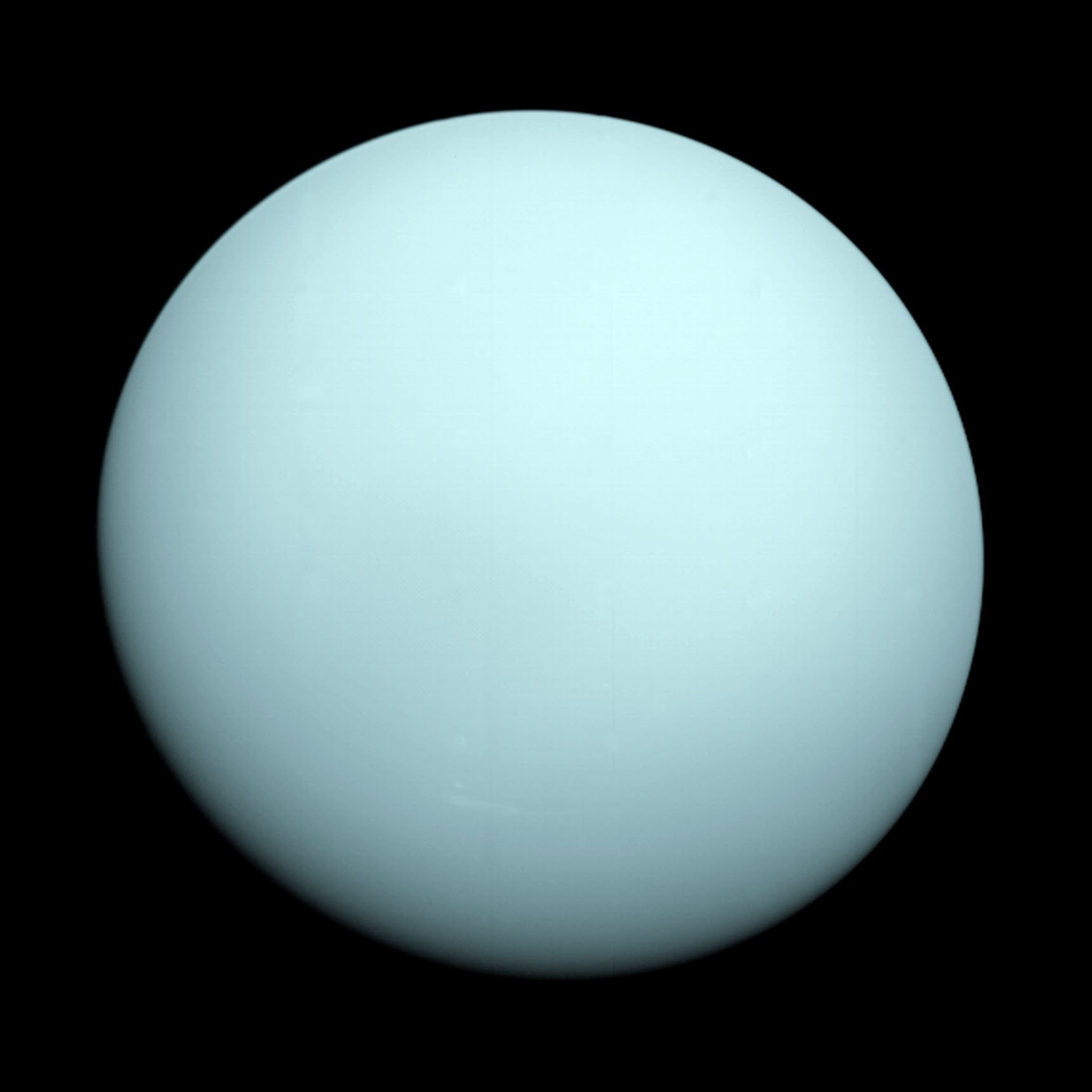 pale-blue view of Uranus, seen by Voyager 2