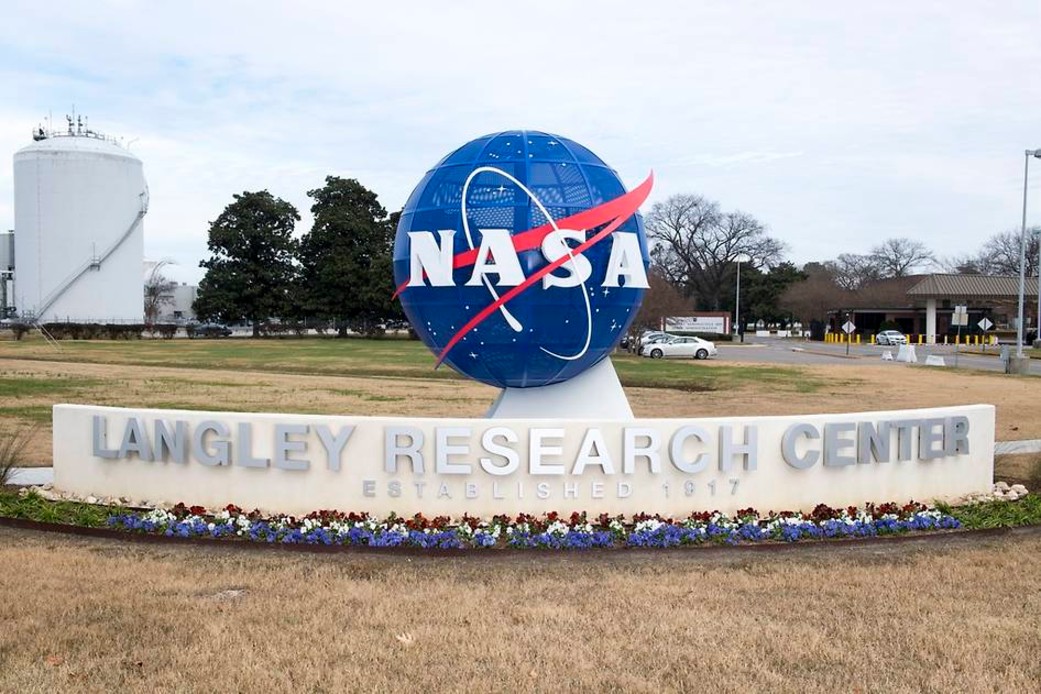 This is a photo of the sign at the entrance of NASA's Langley Research Center in Hampton, Virginia.