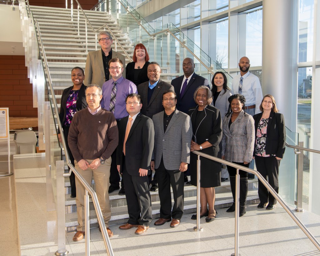Attendees pose at the MUREP Aerospace High Volume Manufacturing and Supply Chain Management Cooperative kick-off meeting.