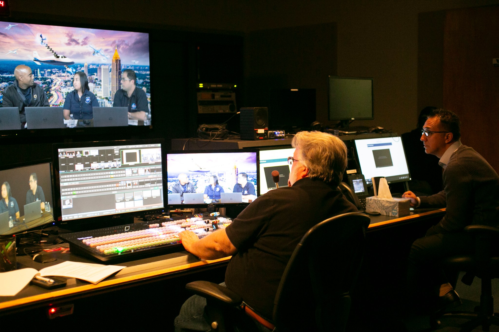 Technicians with Old Dominion University recording one of the NASA Aeronautics themed webinars.