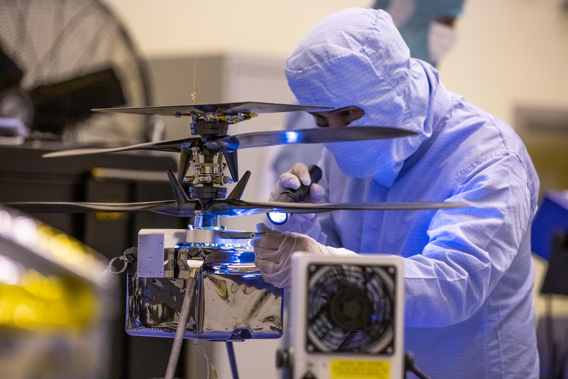 Attached to the Mars Perseverance rover, the NASA Mars Helicopter will be the first aircraft to fly on another planet. 