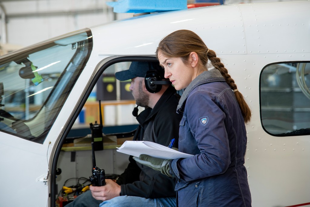 The operations crew records the results of initial telemetry testing on NASA?s X-57.