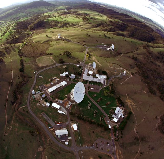 An aerial photo of the Deep Space Network Canberra Deep Space Communications Complex (CDSCC).