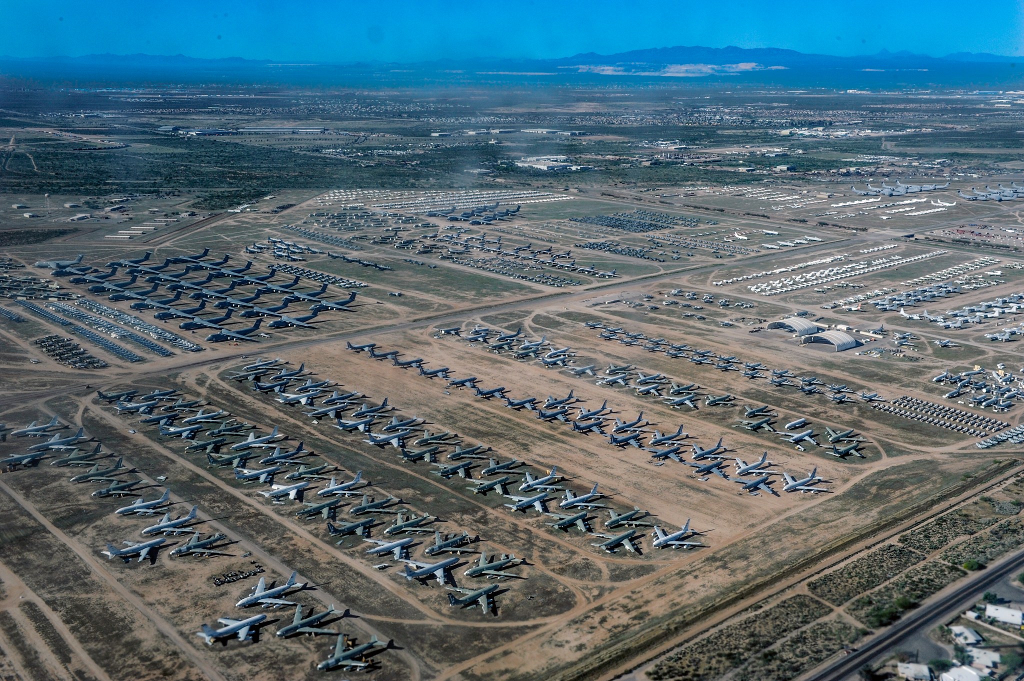 An aerial view of Davis-Mothan Air Force Base in Tuscon, Arizona.
