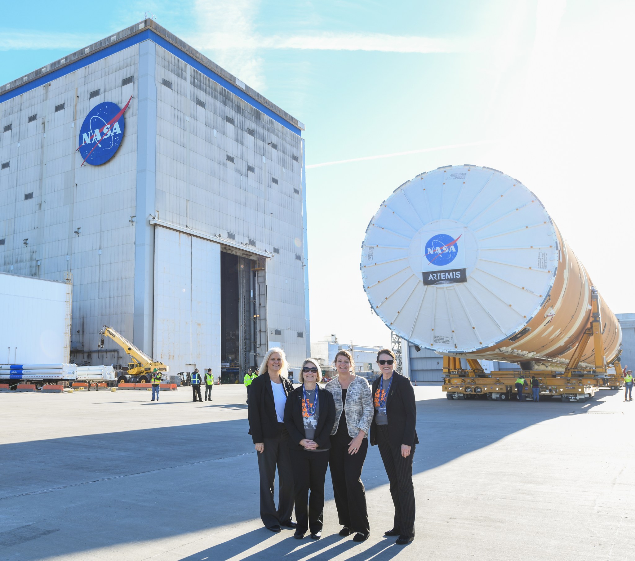 The four women in charge of the effort to build and test the 212-foot-tall rocket stage