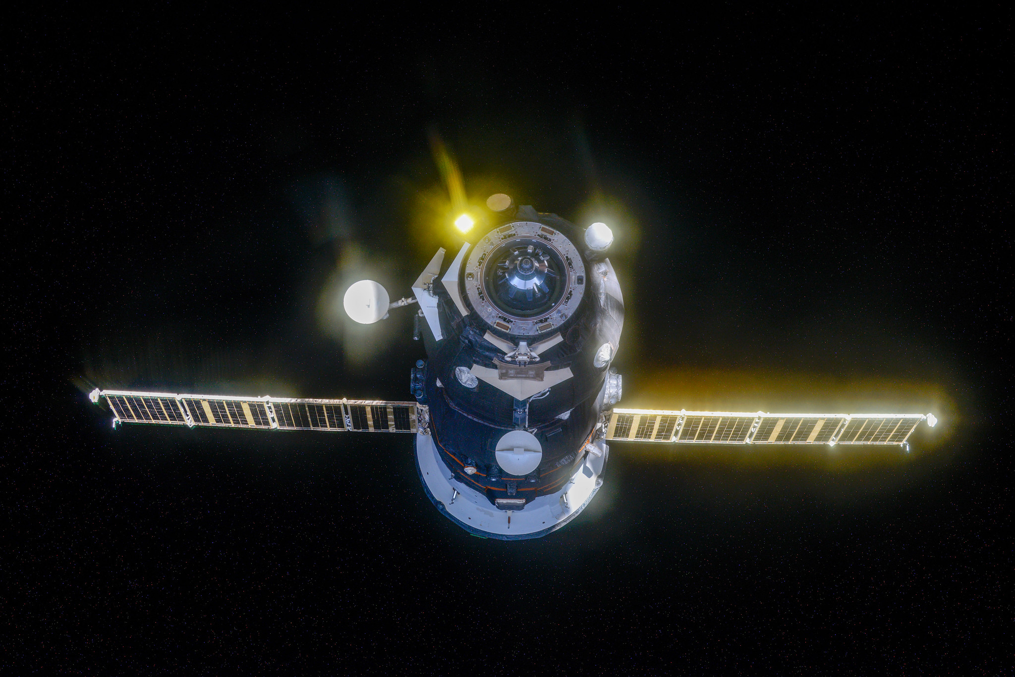 A previous Russian Progress cargo craft is pictured departing the International Space Station