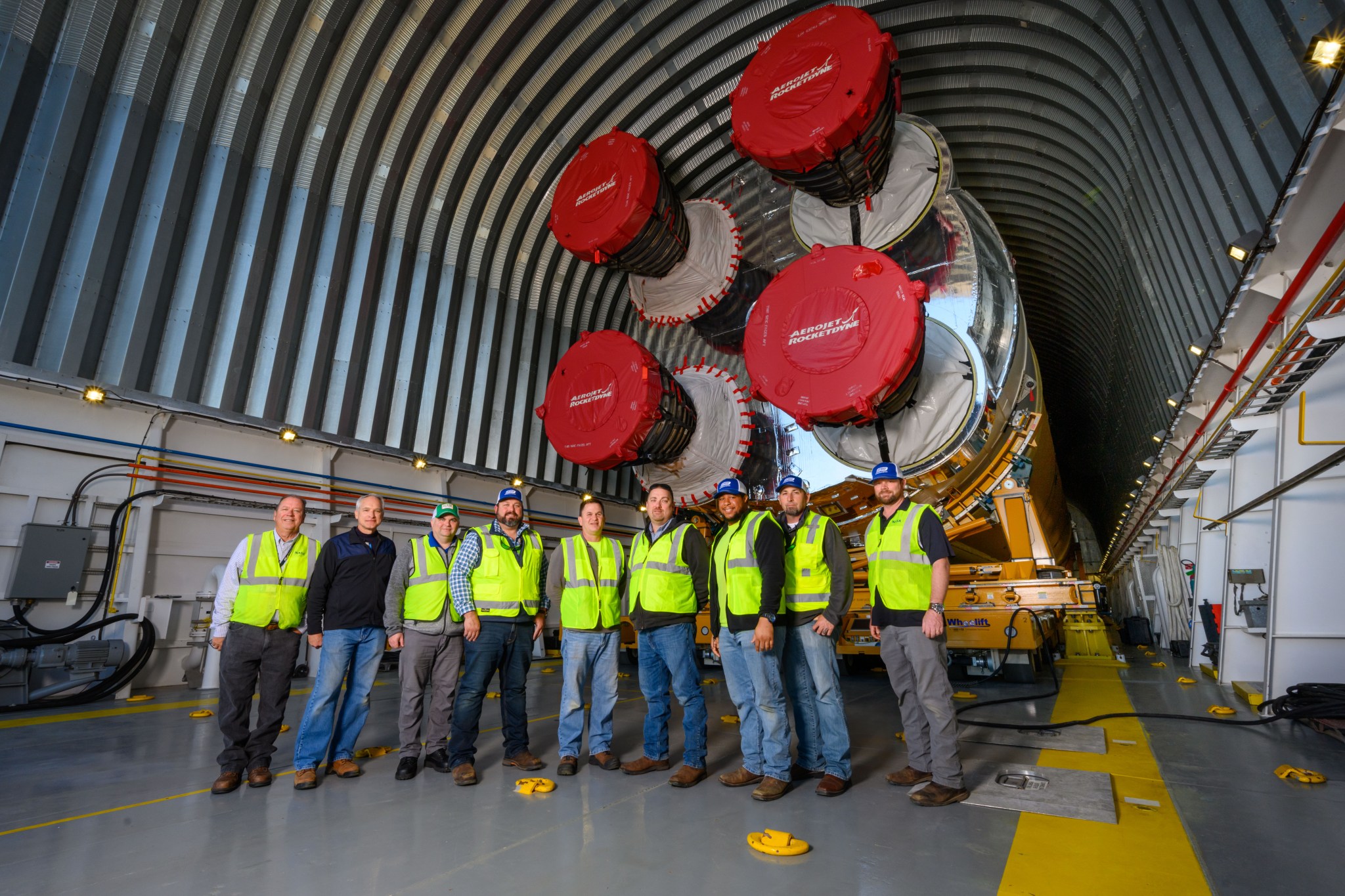 NASA’s Barge Pegasus Crew Prepares Space Launch System Rocket Stage for First Voyage