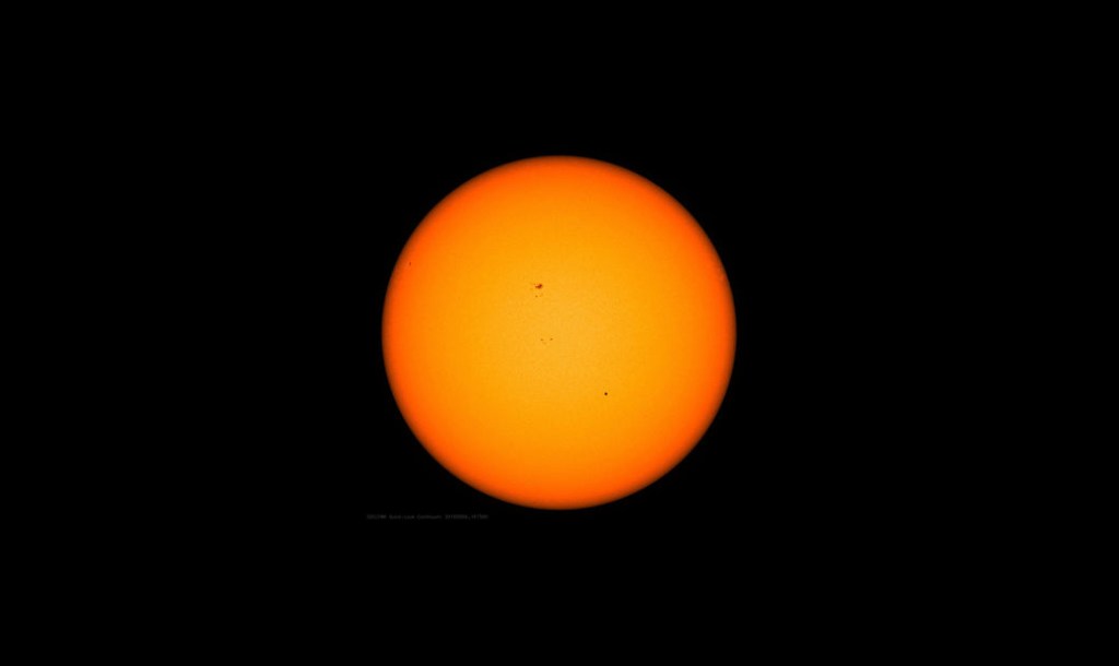Planet Mercury passing in front of the Sun