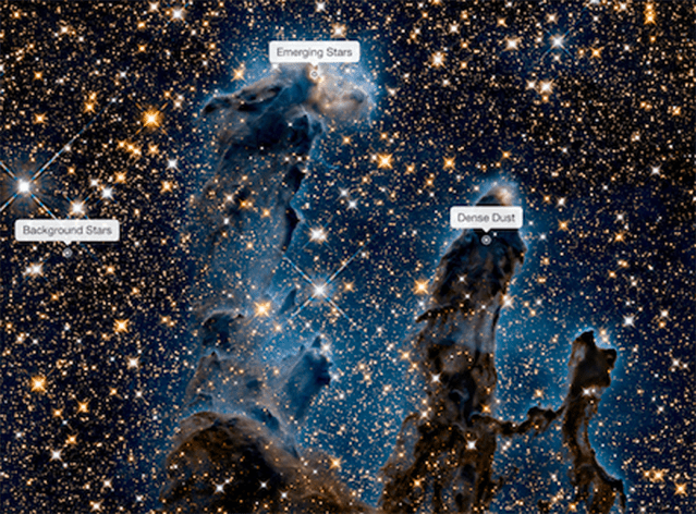 Screenshot of interactive Eagle nebula in infrared on ViewSpace