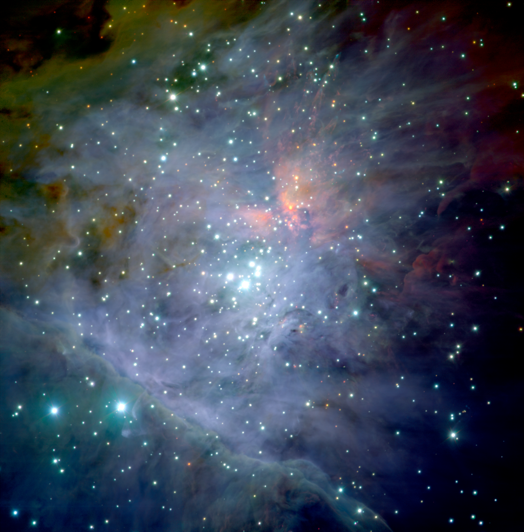 This color-composite mosaic of the central part of the Orion Nebula is based on 81 images from ESO.