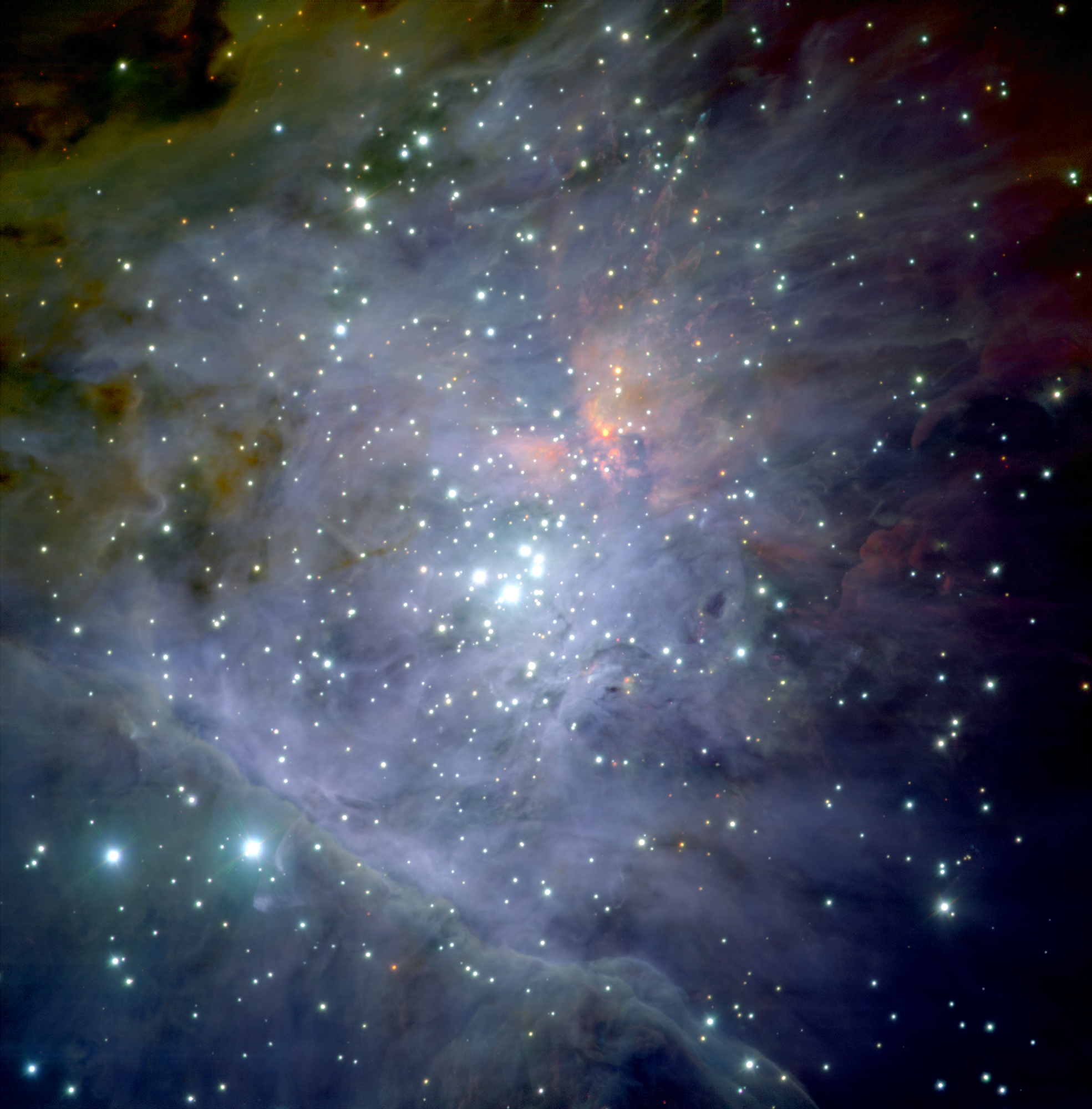 This color-composite mosaic of the central part of the Orion Nebula is based on 81 images from ESO.