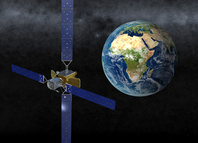 Illustration of MEV satellite with Earth in background