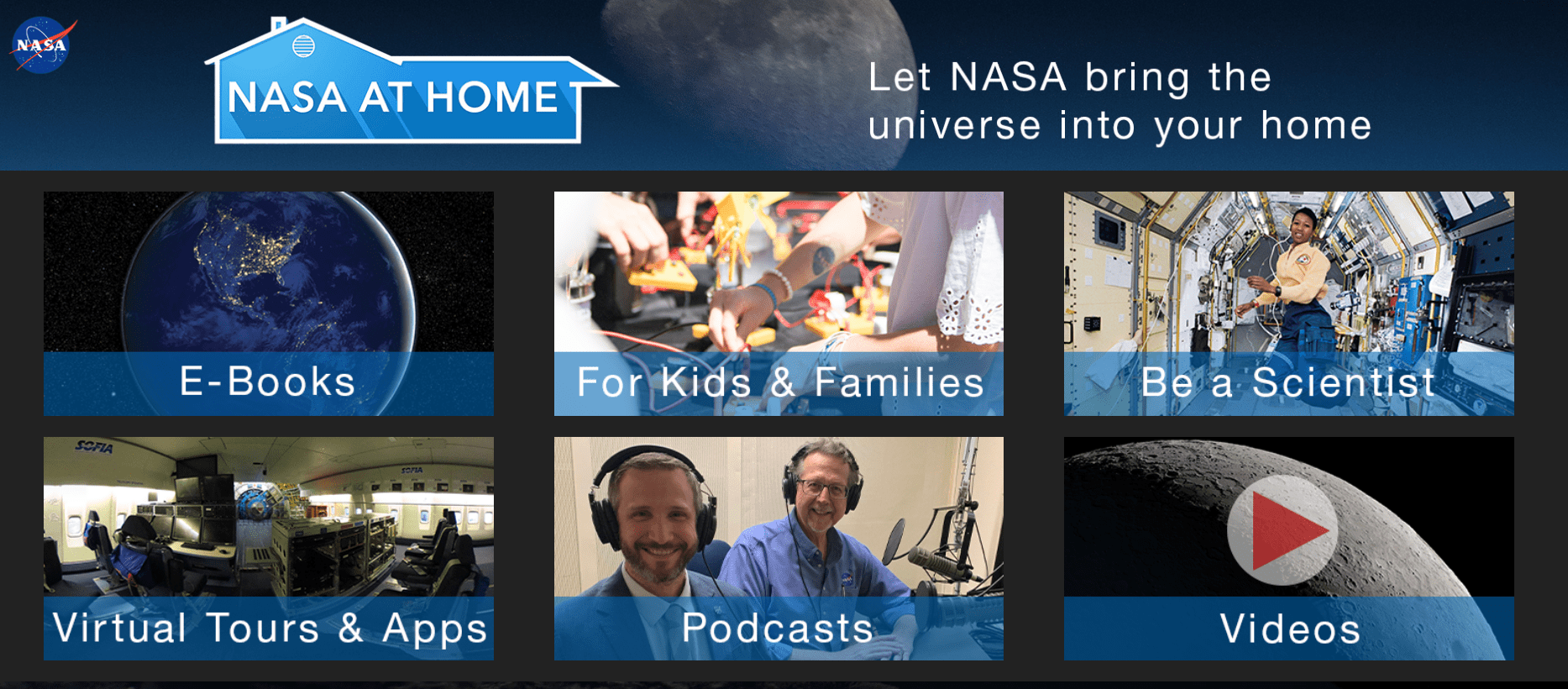 The NASA at Home front page. 